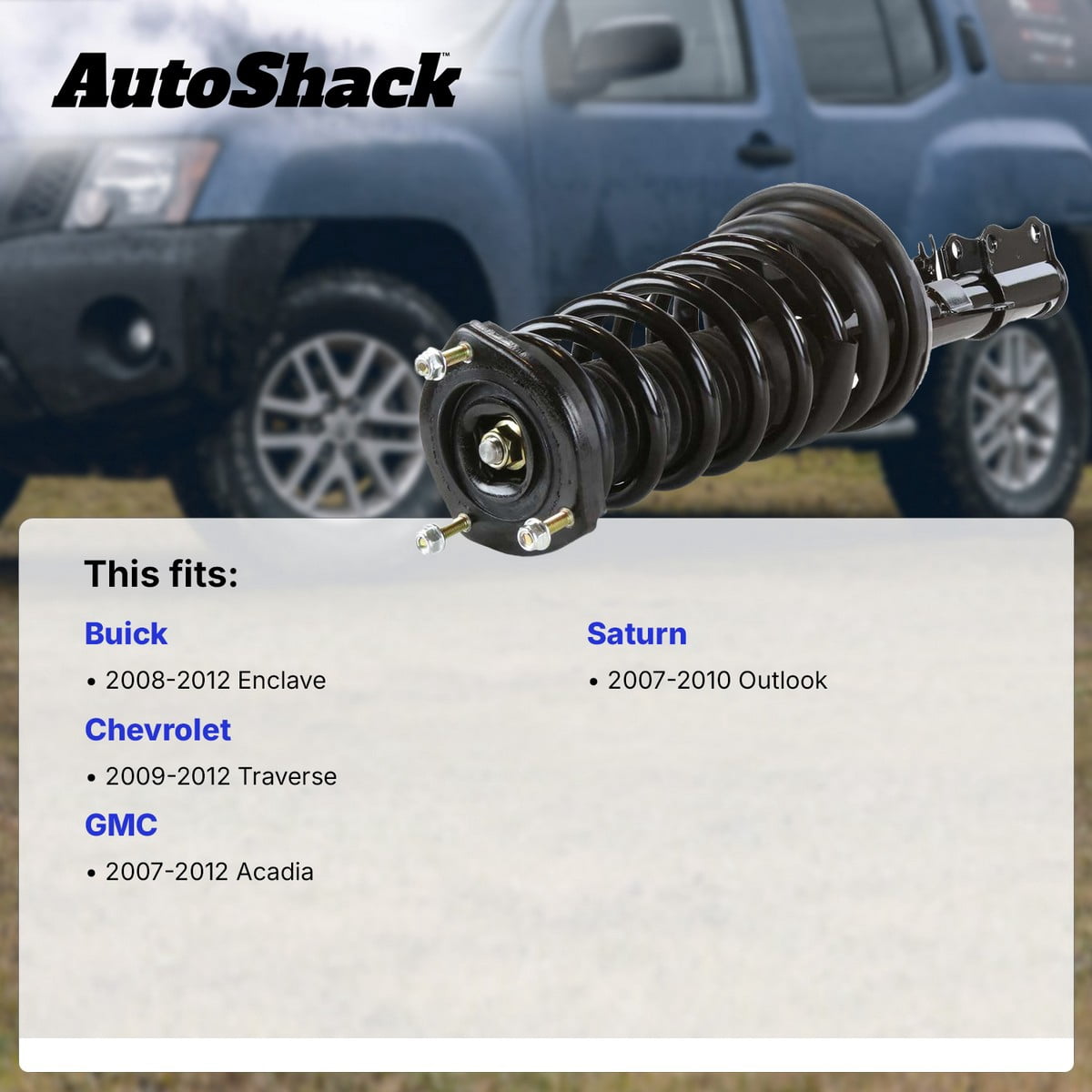 AutoShack Front Complete Strut & Coil Spring Assembly - Driver or Passenger Side for GMC, Chevrolet & Buick, Acadia 2007-2012 Traverse 2009-2012 Enclave 2008-2012, AWD FWD V6 3.6L