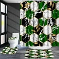thumbnail image 5 of 4 Pcs Bathroom Shower Curtain Set,Bathroom Sets with Rugs(Bath Mat,U Shape and Toilet Lid Cover Mat) and 12 Hooks,Sky Blue Honeycomb Marble, 5 of 7