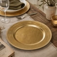 thumbnail image 2 of DecMode 13" Round Plate Gold Melamine Plastic Charger, Set of 8, 2 of 11