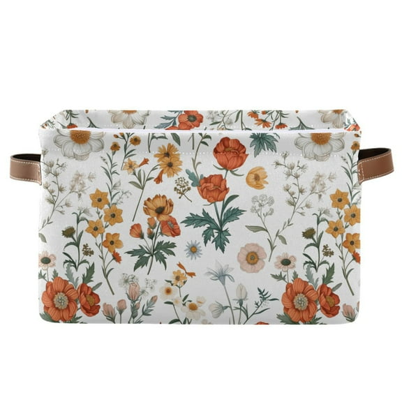 Storage Bins with Handle Fabric Organizer Basket Foldable Box 1 Pack Different Wildflower 14.2x10.2x8.3