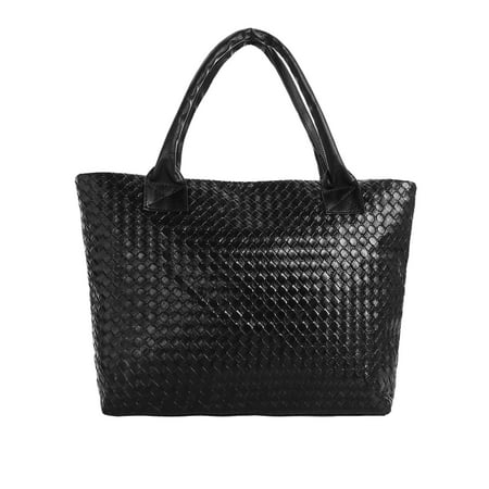 - Mother's Day Gift Unique Bargains Women's Zipper Closure Zip Pocket Side Argyle Design Flower Print Interior Tote Black