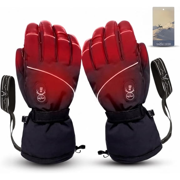 Electric Heated Gloves for Men & Women, Waterproof & Windproof Ski Gloves with Rechargeable Battery Touchscreen Three Heat Settings for Cold Weather Snowboarding Shovel Snow