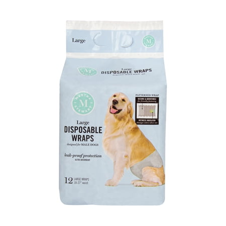 Martha Stewart for Pets Male Dog Wraps Disposable Large 18 -27 Waist 12