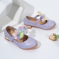 thumbnail image 4 of MIASHUI Ballerines Mary Jane à Fleurs pour Filles, Talon Bas, Chaussures de Robe pour Mariage et Fête, Violet Pâle, 15-16 Ans, 4 of 7