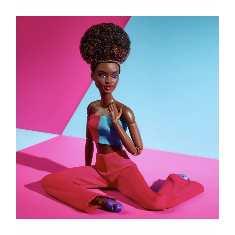 Barbie Looks Doll, Natural Black Hair, Color Block Outfit, Crop Top & Flare  Pants, Style & Pose, Fashion Collectibles