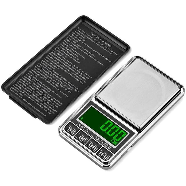 Báscula de precisión: báscula de bolsillo digital portátil con pesaje electrónico, báscula de cocina electrónica de 500 g a 0,01 g para joyería/lápiz labial/té/drogas/café/cocina.