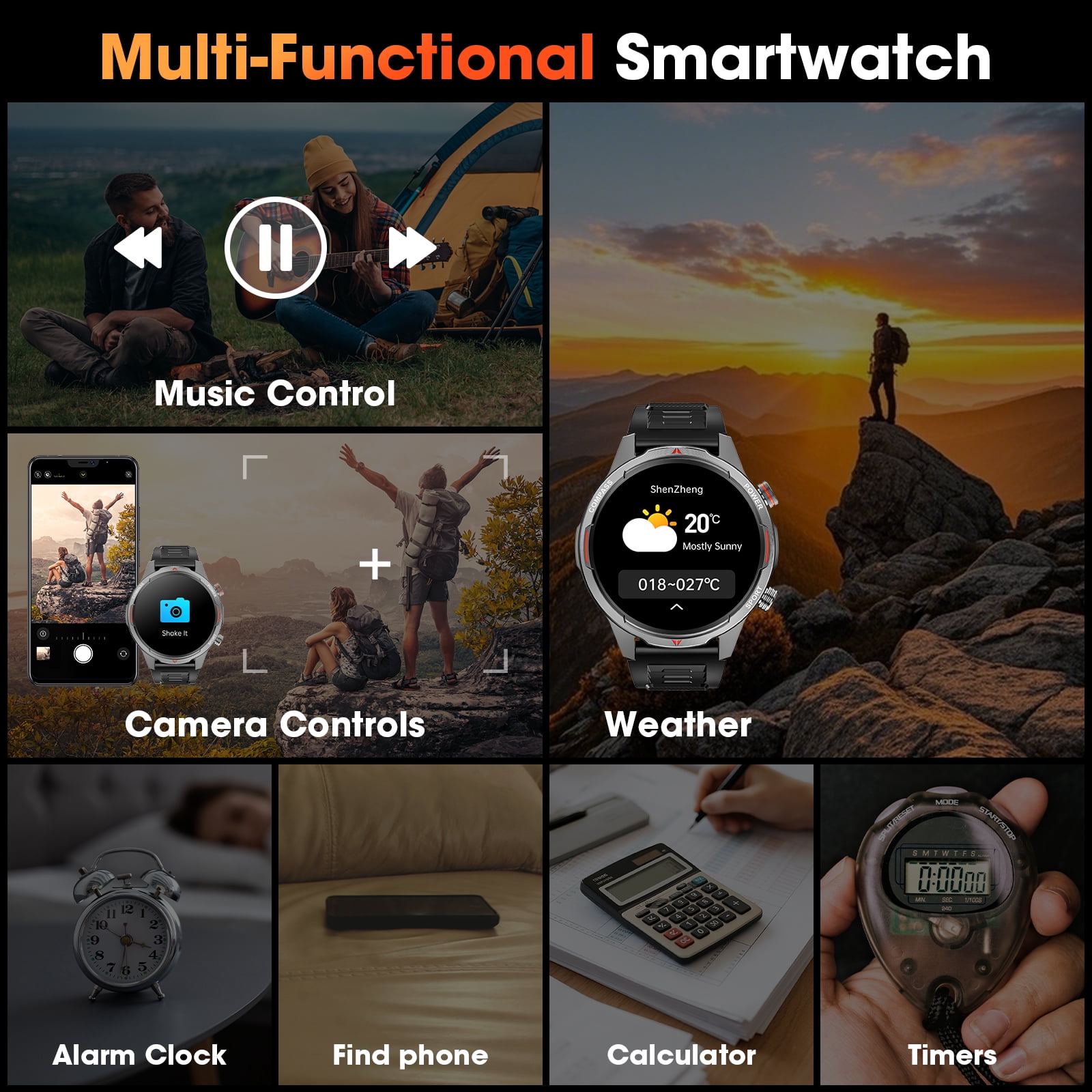 Haulvean Smart Watch 1.7" Smartwatch (Metal Body) with 1000mAh Battery/IP68 Waterproof/100+ Sports Modes, Outdoor Sports, Fitness Tracker fits for Android and iPhone Devices (Black)