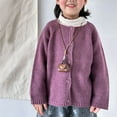 thumbnail image 6 of AINIYS Little Sweaters Kids Boys Girls Cardigan Sweatshirt Button Up Knit Solid Long Sleeve Crewneck Jacket Fall Tops Purple 5 Years, 6 of 9