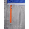 thumbnail image 6 of TiaoBug Mens Short Sleeve Zip Up Work Shirt Reflective Stripes Jacket Workshop Tops with Pockets Blue&Gray 175/XL, 6 of 7