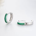 thumbnail image 2 of Coachuhhar Green CZ Hoop Earrings, 925 Sterling Silver, Includes Gift Box and Cloth, 2 of 7