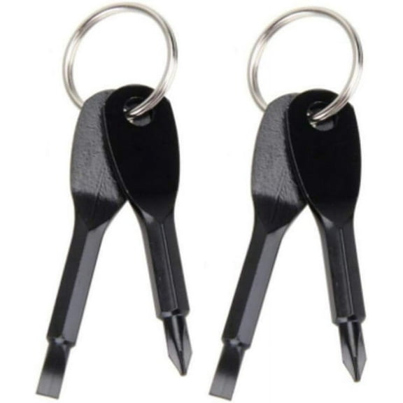 4pcs Mini Pocket Screwdriver Set Keychain Outdoor Tool Kit Stainless Steel Dual-purpose Screwdrivers Tool, 2.36 in
