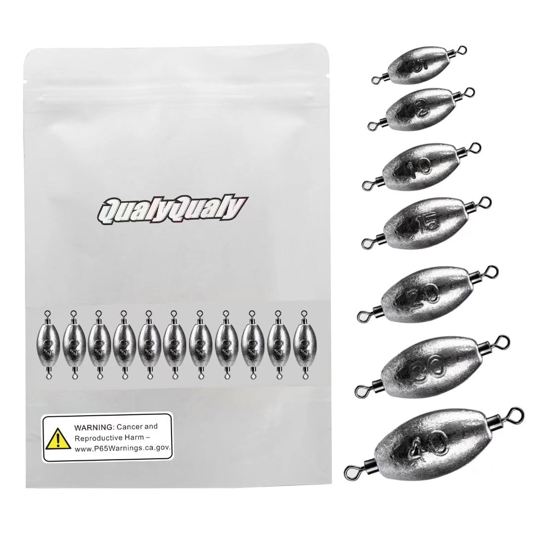 QualyQualy Fishing Weights Inline Weights Trolling Sinkers Swivel Weights  Quick Set Up Fishing Sinker with Inner Swivel Set 3/4oz 10pcs 