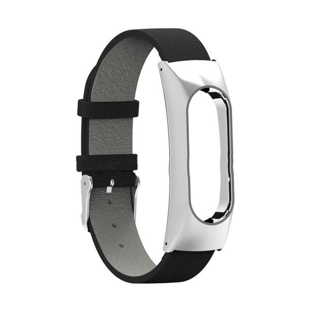 sweethay Correa de de cuero ajustable para 2 Reloj inteligente Reemplazo de correa de muñeca para 2 Miband2 Relojes inteligentes negro