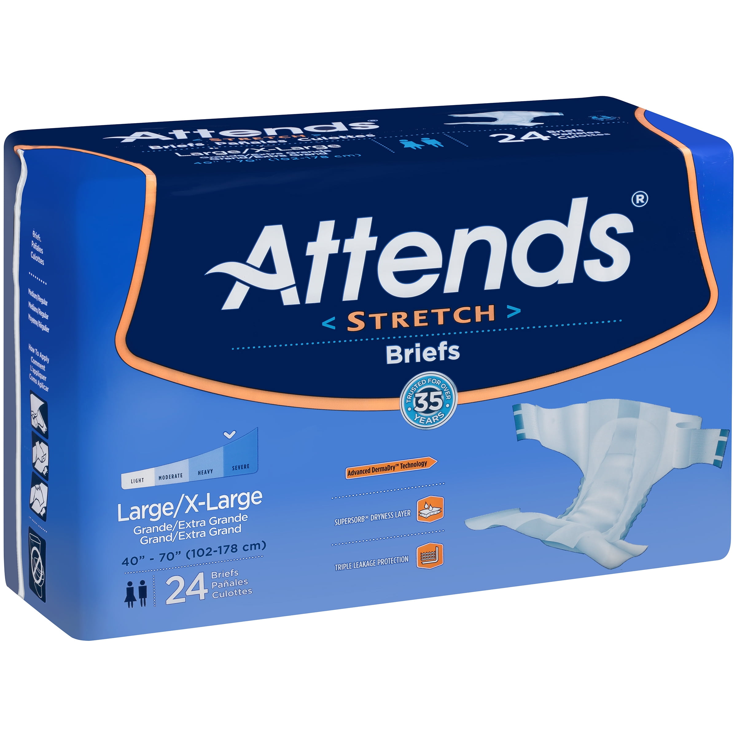 DDSLXL Attends® Large/X-Large Stretch Briefs 24 ct Pack