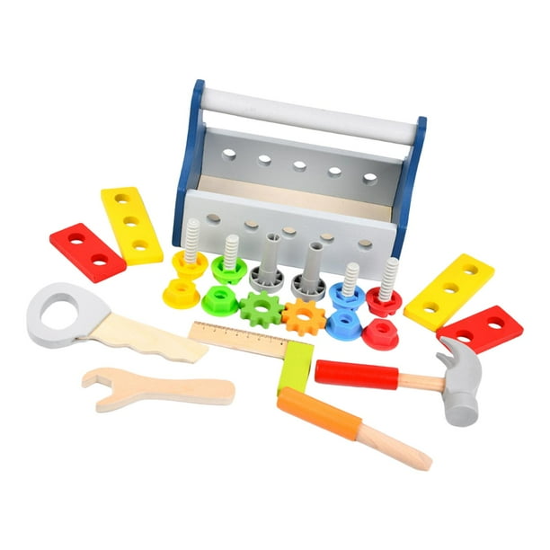 Juego de herramientas para niños, banco, caja de herramientas de almacenamiento portátil, juguete educativo, herramientas de juego de madera Estrella