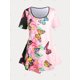 thumbnail image 2 of Camiseta con Estampado de Flores de Mariposa en Talla Extra Rosegal  Camisetas tallas grandes, 2 of 5