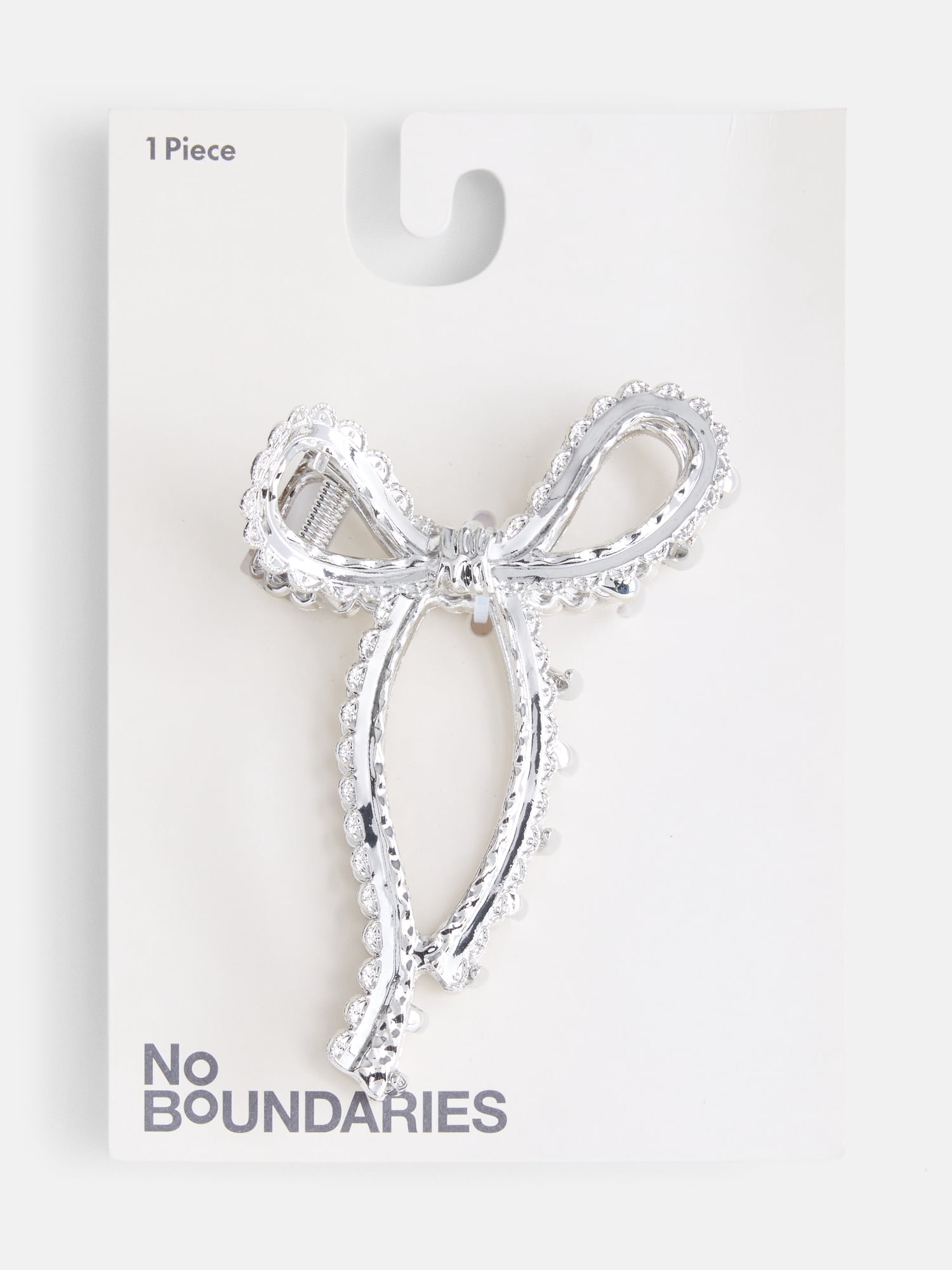 No Boundaries Women’s Metal Ribbon Bow Hair Claw Clip, One Size