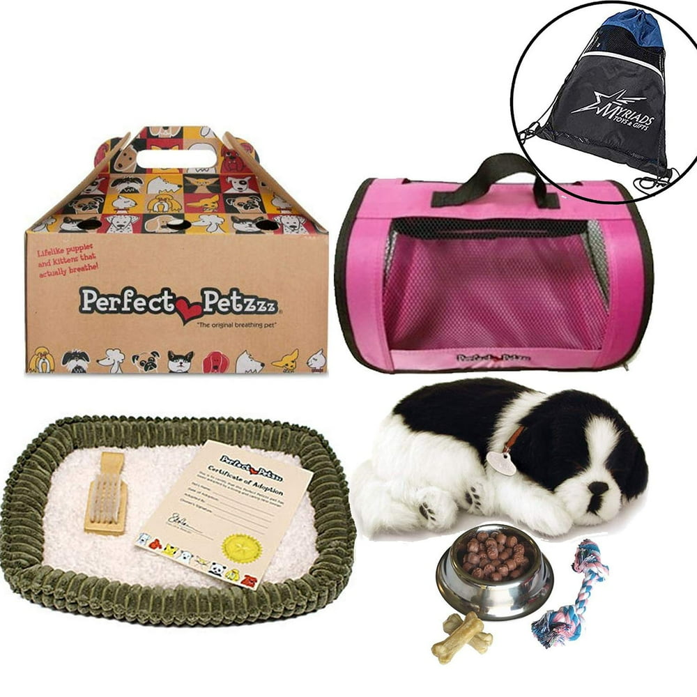 Perfect Petzzz Border Collie Breathing Pet, Pink Tote, Dog Food, Treats