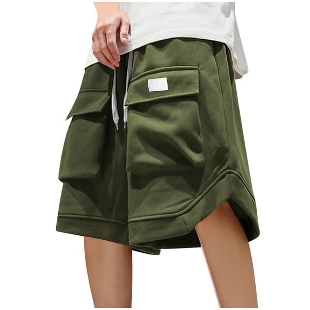 pstuiky Pantalones cortos deportivos para hombre, Pantalones cortos de trabajo de color liso para hombre, estilo informal, para exteriores, con múltiples bolsillos, cinco cuartos