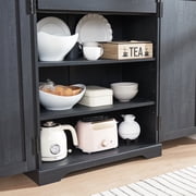 ACCOHOHO 72 Tall Kitchen Pantry, Farmhouse Storage Cabinet with Barn Doors, Drawer and Adjustable Shelves, Rustic Wood Cupboard for Kitchen, Dining Room, Bathroom, Black