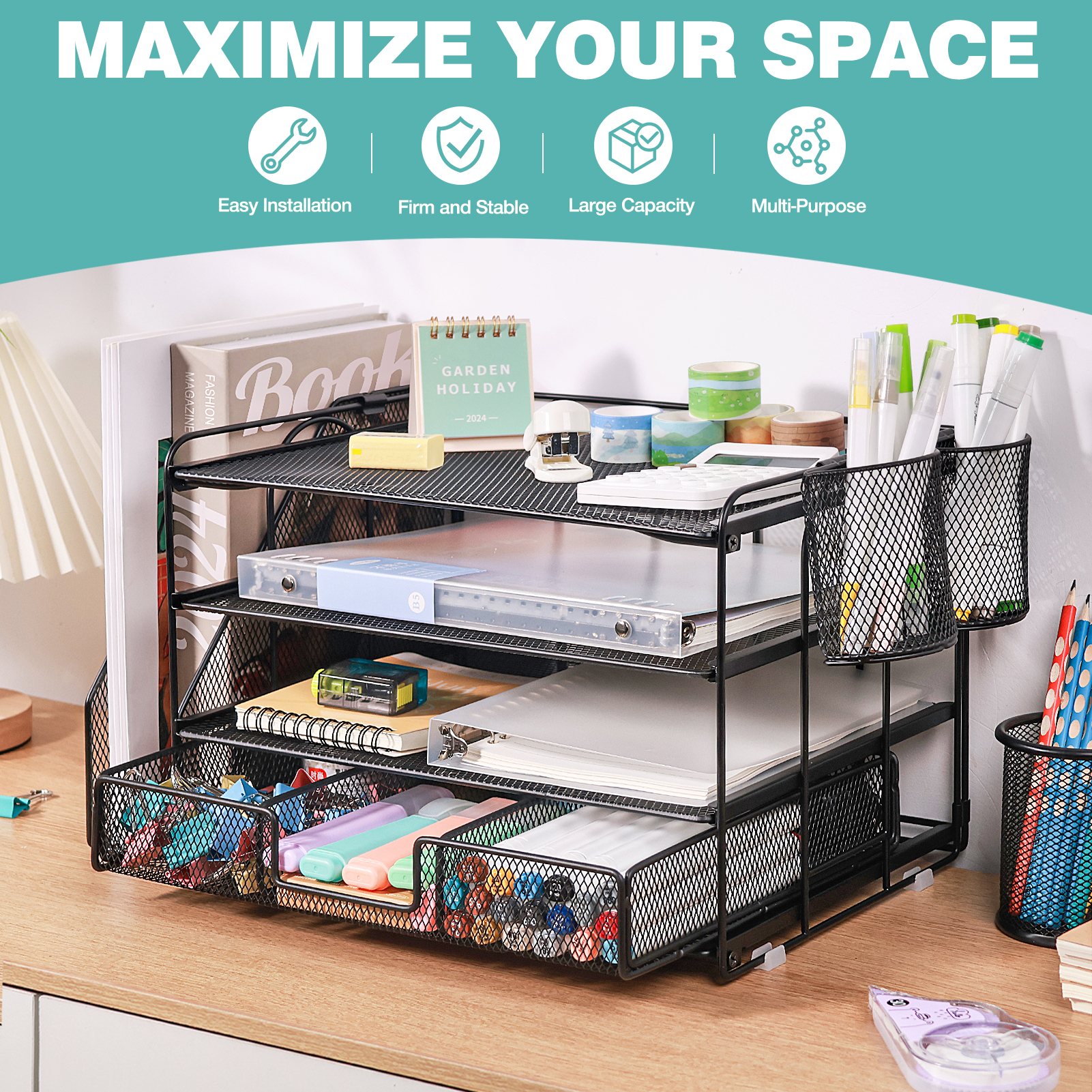 Livhil 4-Tier Desktop Organizer, Black photo 2