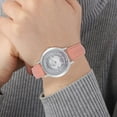 thumbnail image 3 of Genoa Pink White Cubic Zirconia CZ Miyota Japanese Movement Watch with Pink Genuine Leather Strap Ct 0.24 Birthday Christmas Gifts, 3 of 8