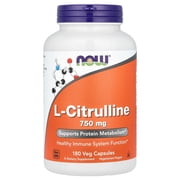 NOW Supplements, L-Citrulline 750 mg, Supports Protein Metabolism*, Amino Acid, 180 Veg Capsules