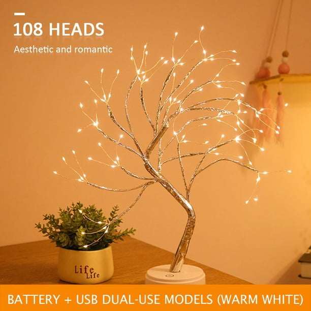 Luz de árbol de bonsái de mesa de 20 pulgadas, lámpara de alambre de cobre de 108 LED blanco cálido Ndcxsfigh Para estrenar