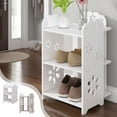 thumbnail image 1 of Zapatero Estrecho de Varios Niveles Que Ahorra Espacio | Organizador de Zapatos de Pvc Blanco 42X26X24Cm | Ideal para Entradas y Espacios Pequeños | 1 Unidad, 1 of 6