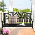 thumbnail image 1 of Gymax Patio Hanging Porch Swing Bench for 2-Person with Sturdy Metal Chains, Black, 1 of 10