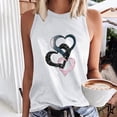thumbnail image 2 of Jewelreauty Women Crew Neck Tank Tops Casual Sleeveless Cute Heart Print T-Shirts Summer Loose Lightweight Tee (XL, E White), 2 of 5