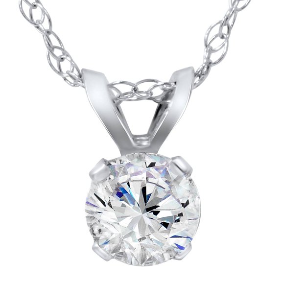 Pompeii 5/8ct Round Diamond Solitaire Pendant 14K White Gold (H/I,I2/I3)