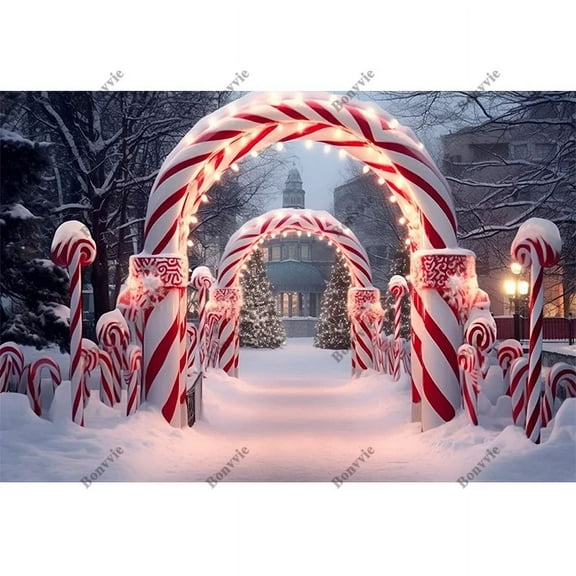 Bonvvie Christmas Photography Backdrops Candy Cane Xmas Bells Red and White ration Baby Photo Background Photo Studio Props