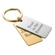 Personalized Two Tone Stainless Steel Dog Tag Key Ring