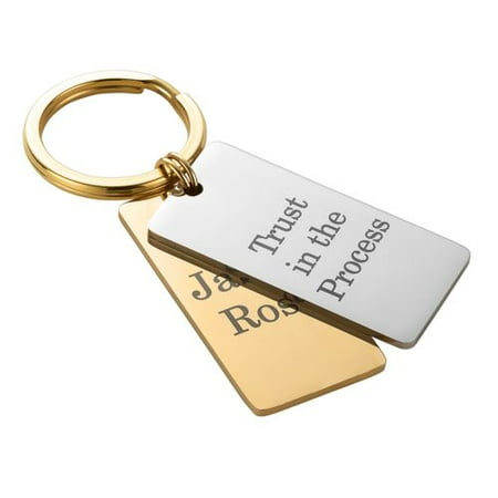 Personalized Two Tone Stainless Steel Dog Tag Key Ring