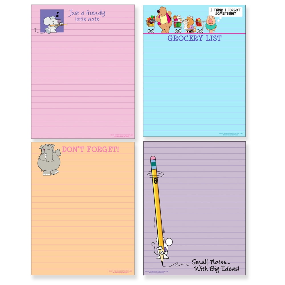Assortment of 4 Cute Note Pads 4 Funny Pads
