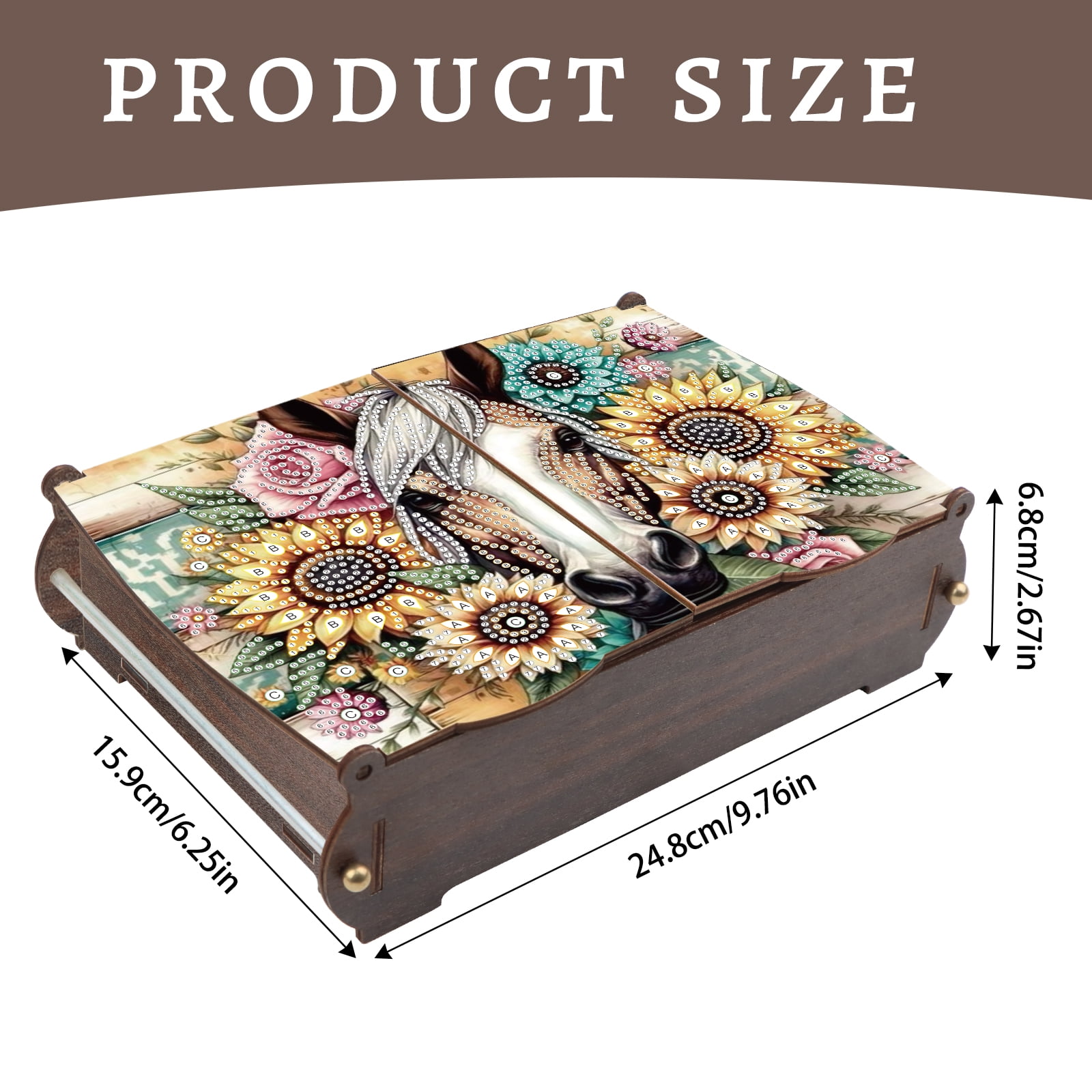 Diamond Painting Kit Storage Box, Sunflower Horse DIY Multi-Functional Craft Storage Box, Suitable for Home Office Holiday Gifts