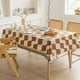 thumbnail image 3 of Granjero Gordo Mantel de terciopelo impermeable y afelpado para mesa de comedor, con estampado geométrico, lavable y resistente al polvo (café, 140 x 180 cm), 3 of 5