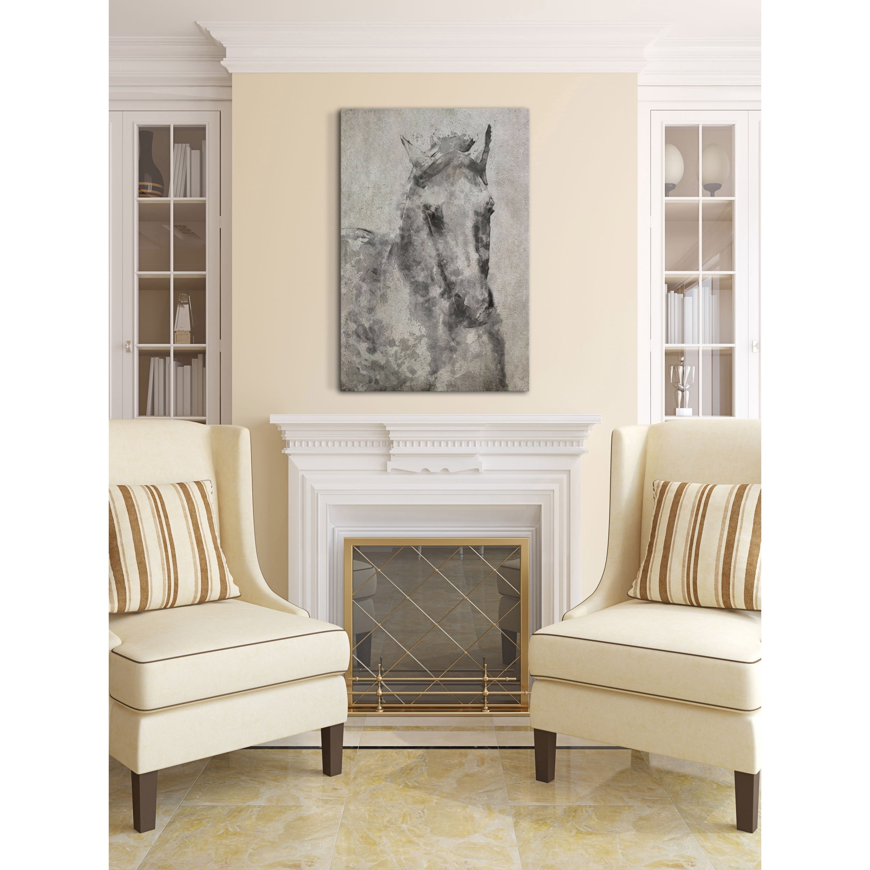 Marmont Hill "White Grey Horse" by Irena Orlov Painting Print on Wrapped Canvas
