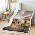 thumbnail image 2 of Farmhouse Throw Blanket Vintage Windmill Fleece Blanket Decorative Sofa Couch, Retro Cabin Lodge Decor Fuzzy Blanket Western Tribal Sherpa Blanket Teenagers Youth, Twin, 2 of 6