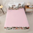 thumbnail image 4 of Manfei Cute Cat Zipper Twin Comforter Sets with Fitted Sheet and 2 Pillowcases, Cartoon Kitten Animal Zipper Bedding Set, Pink White, Pink Reversible, 4-Piece, 4 of 7