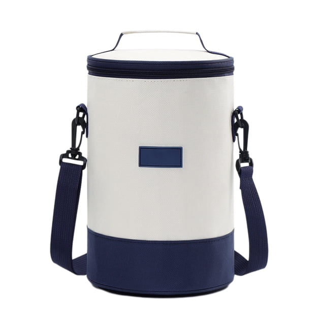Yhmxh Utensilios de cocina Bolsa de tela tipo bento para estudiantes, lonchera cilíndrica, redonda, gruesa, de aluminio, con aislamiento para exteriores, ideal para trabajadores de oficina.
