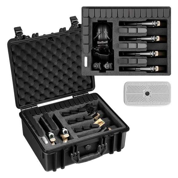 VEVOR Hard Pistol Case, Heavy Duty Hard Gun Case with XPE Foam Interior, Waterproof Pistol Storage Box with Customizable Lining & Handle for Gun, Lenses, Camera, Gear, TSA Compliant, 18.7x12.5x7.5 in