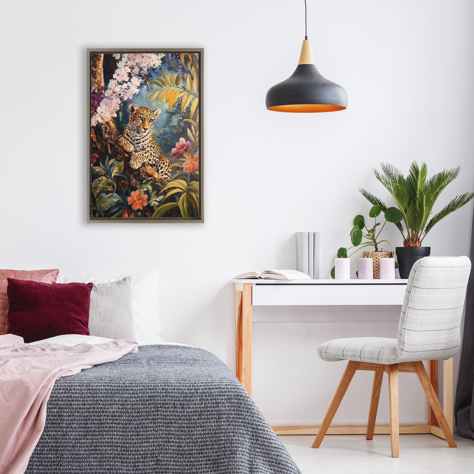 Stupell Industries On The Wild Side Botanicals Brown Framed Floater Canvas Wall Art, design by Petal Prints Design