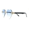 thumbnail image 3 of Womens Rimless Rhinestone Jewel Heart Shape Luxury Sunglasses Gold - Blue, 3 of 4