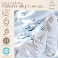 thumbnail image 3 of PROMEED Hyaluronic Acid Silk Pillowcase 100% Mulberry, Ultra-Hydrating 23 Momme Silk Pillow Case for Hair and Skin, Grade 6A+, Lock in Moisture Overnight (White, King-20"x36"), 3 of 6