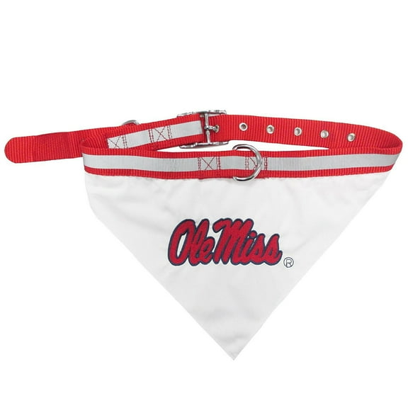 Pets First College Mississippi Rebels Pet Bandana, 3 Sizes Available. With Collar