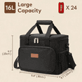 thumbnail image 4 of Norcho Large Insulated Lunch Bag Cooler Tote for Adults, Soft Lunch Box for Men and Women, 24-Can (16L), Black, 4 of 5