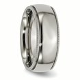 thumbnail image 4 of Titanium 8mm Beaded Edge Ring Man Wedding Classic Milgrain Beadsed  For Dad Mens  For Him, 4 of 10