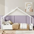 thumbnail image 6 of Aukfa Twin Size Metal House Bed with LED Lights, Montessori Floor Bed for Kids & Toddlers, Sturdy Frame, Easy Assembly, White, 6 of 8